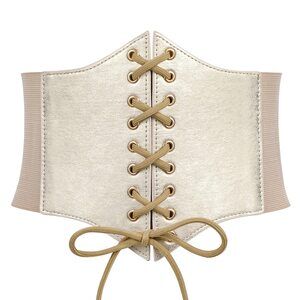 5829 Black Corset Waist Belt For Women, Wide Elastic Tie Waspie Belt